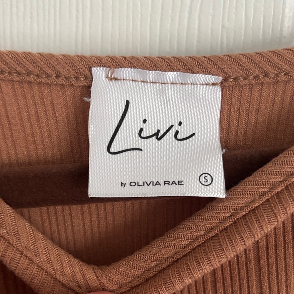Olivia Rae Ribbed Tank Midi Dress in Rust Brown size small - Picture 2 of 4